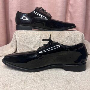 Mens Black Patent Leather Oxford Tuxedo Dress Shoes By Joseph Abboud 13W Wedding